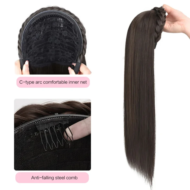 Parrucca antica cinese donna parrucche Hanfu copricapo fotografia accessori per la danza parrucche nere per le donne panino per capelli integrato High tem