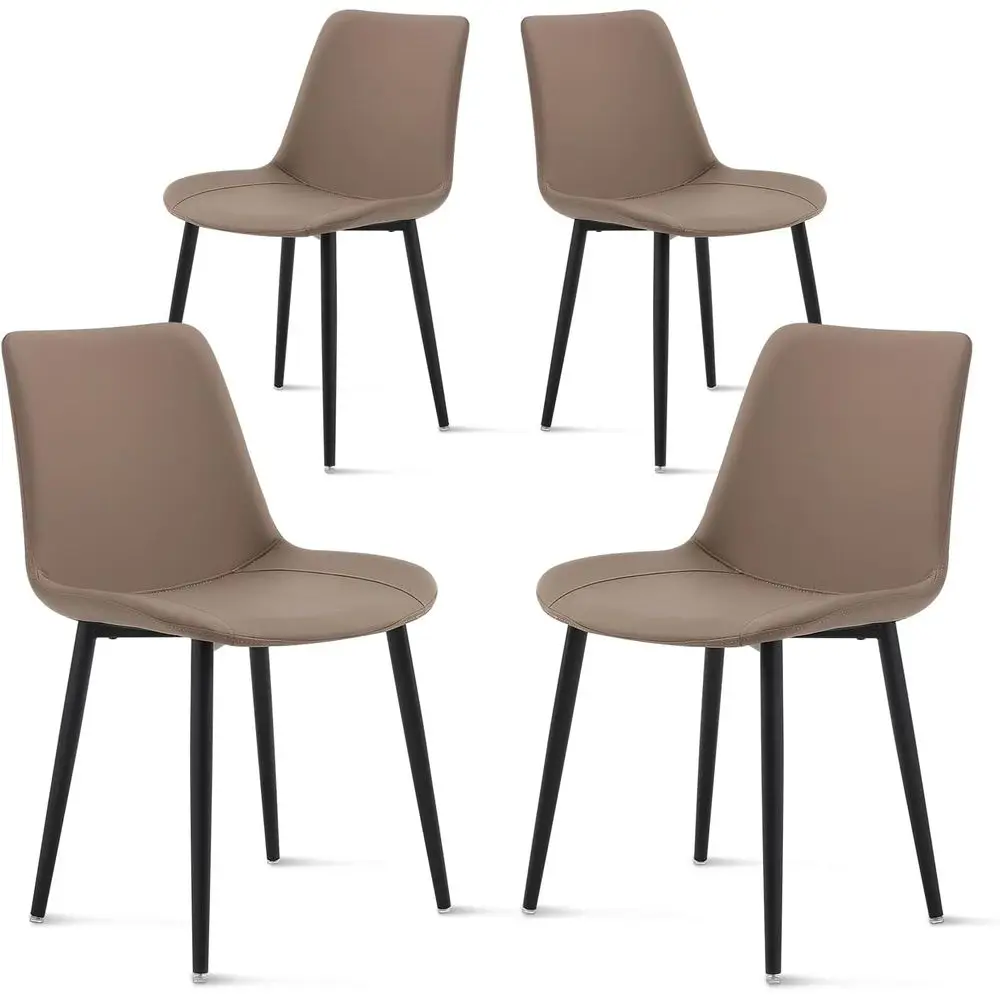 

Комплект из 4 кожаных обеденных стульев в стиле Mid-Century Modern, удобные стулья для кухни и столовой для дома или ресторана