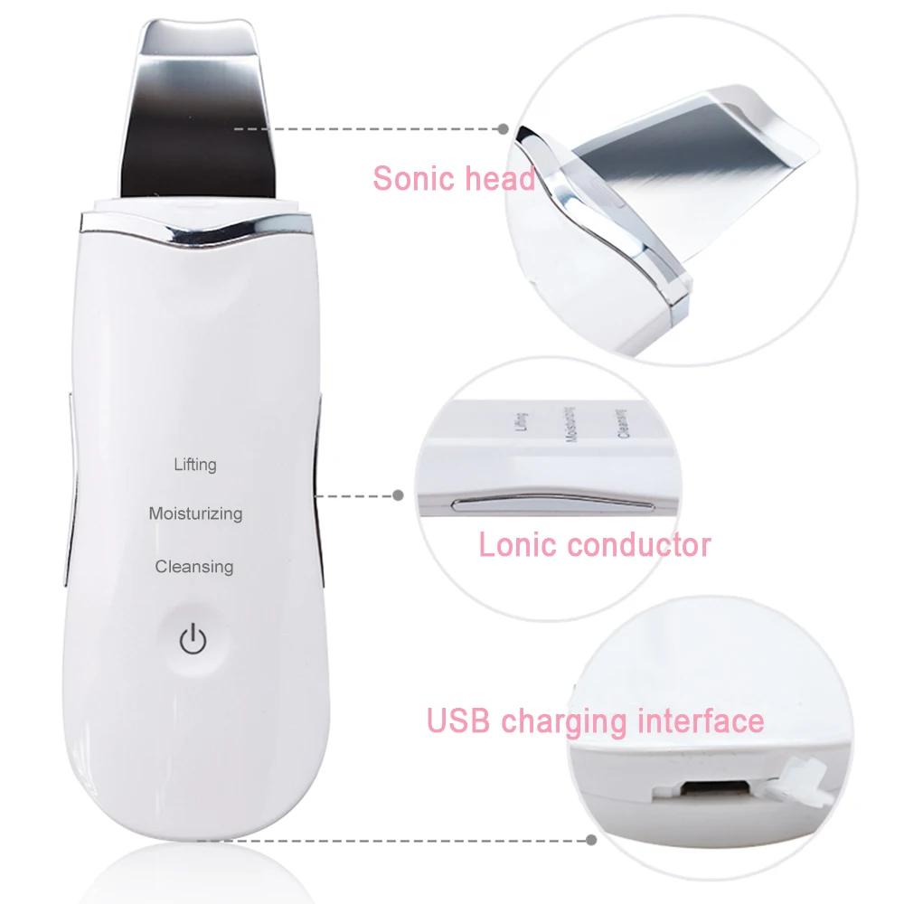 Ultrasonic Skin Scrubber ทําความสะอาดใบหน้าลึก Peeling Blackhead Remover Ance Pore ทําความสะอาดลึก Peeling Shovel Facial Lifting