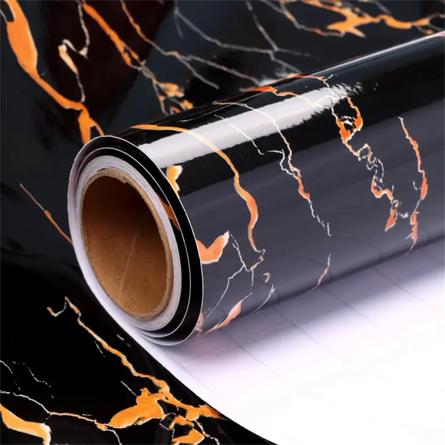 1 Roll Self-Adhesive Marble Wallpaper Oil-Proof Waterproof for Kitchen Cupboard Counter Backsplash Room Decor Easy to Cut