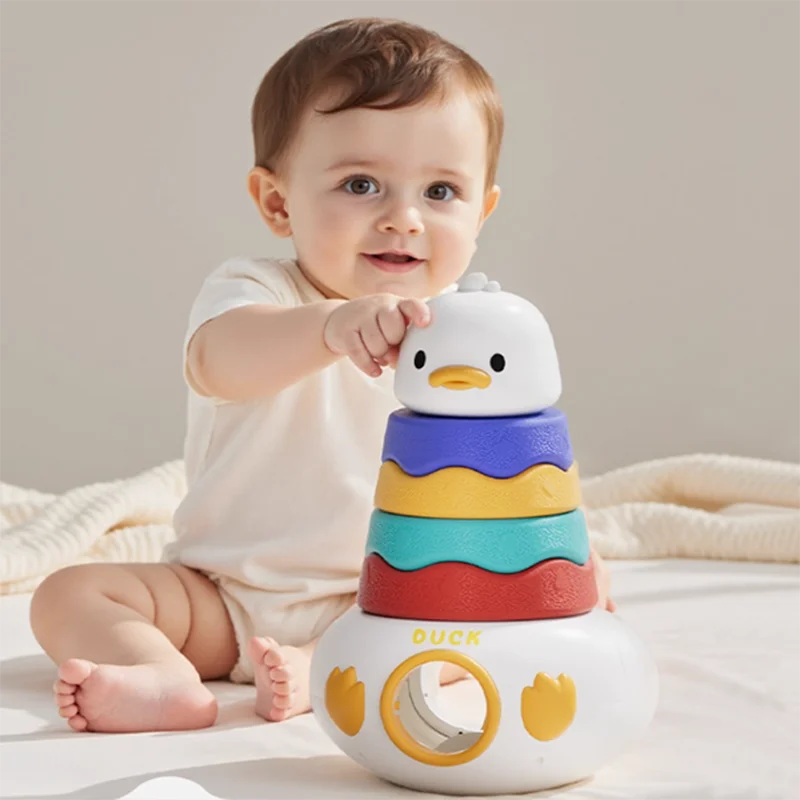 Kinder Montessori Niedlichen Puzzle Tumbler Frühe Bildung Passenden Ente Lagerung Stapeln Interaktives Spielzeug