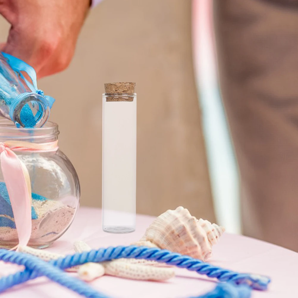 

20 Pcs Transparent Glass Sample Bottles with Cork Lid Mini Display Containers Wishing Bottle for Travel Specimen Storage