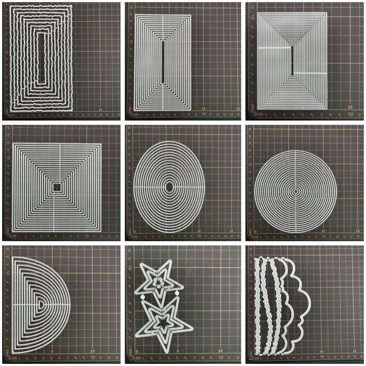 

9 видов геометрических металлических трафаретов, трафареты для скрапбукинга, декоративное тиснение, ручная работа, штамповочный шаблон