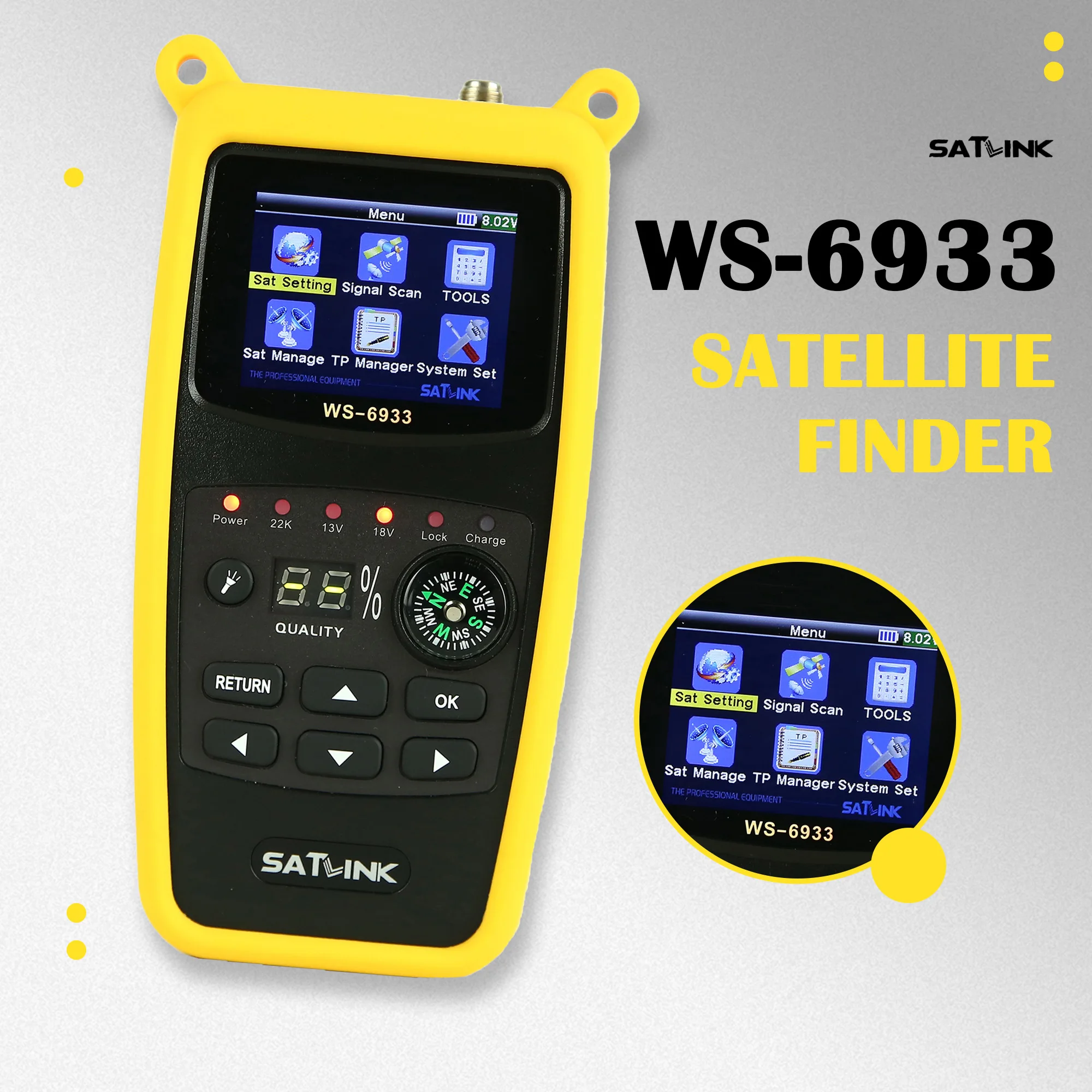 

DVB-S2/DVB-S Satellite Finder Signal Tester Detector SATLINK ST-6933