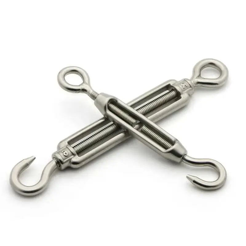 1PCS M4-M8 304 Stainless Steel Turnbuckle Wire Rope Tensioner Hook & Eye Turnbuckle Bolt Hook Rigging Eye Screw Adjustable