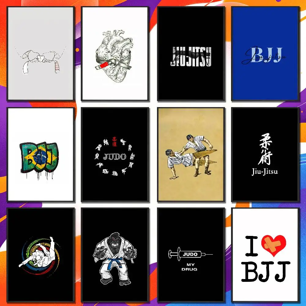 For Brazilian Jiu Jitsu BJJ Japan Judo Poster Cover Wall Sticker Bedroom Custom Self-adhesive Decoration Fans Playbill