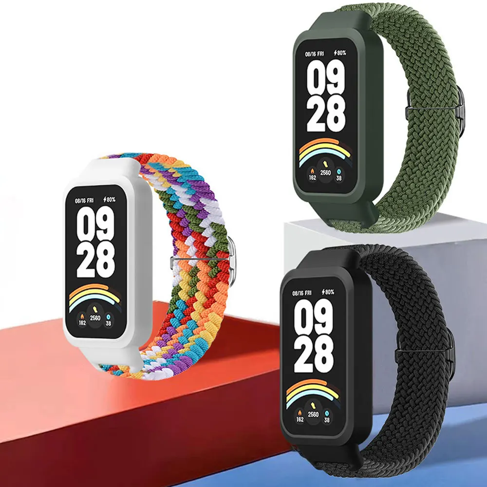 Nylon Watch Strap For Redmi Band 3 / Xiaomi Band 9 Active Metal Buckle Band correa Watchbands Bracelet