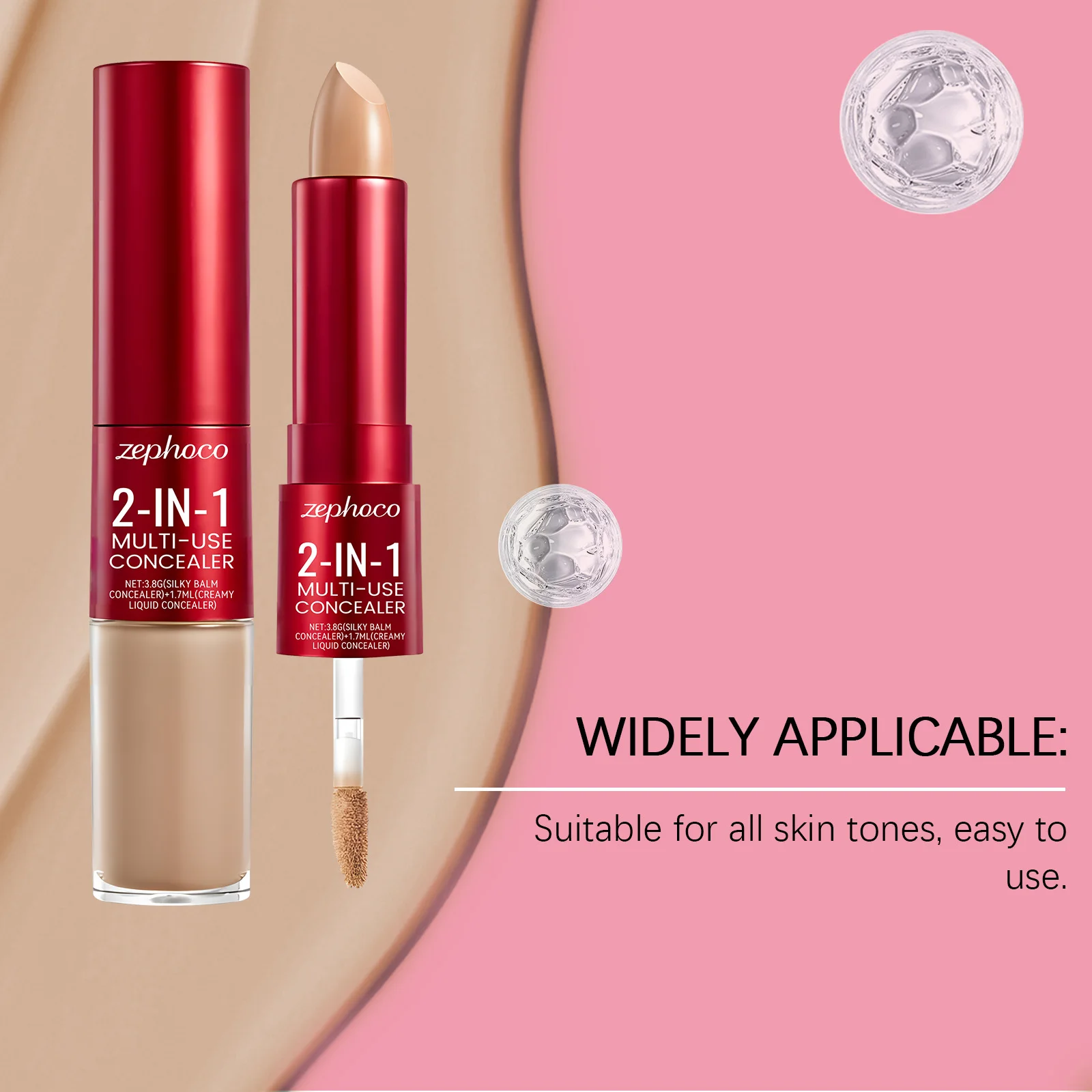 คอนซีลเลอร์รองพื้น 2 in 1 ปกปิดรอยสิว ลดความหมองคล้ำรอบดวงตา กันน้ำและกันเหงื่อ