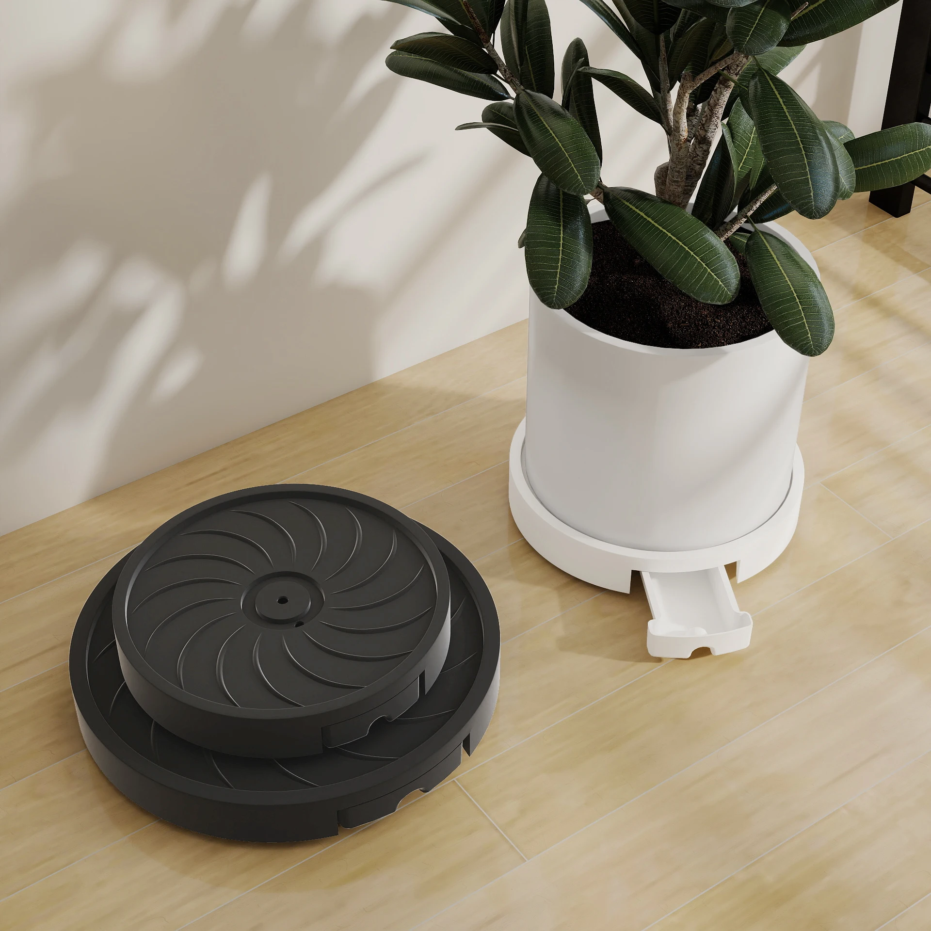 Movable Plant Pot Caddy With Wheels Flower Tray With Water Storage Drawer Strong Load Bearing For Home Use