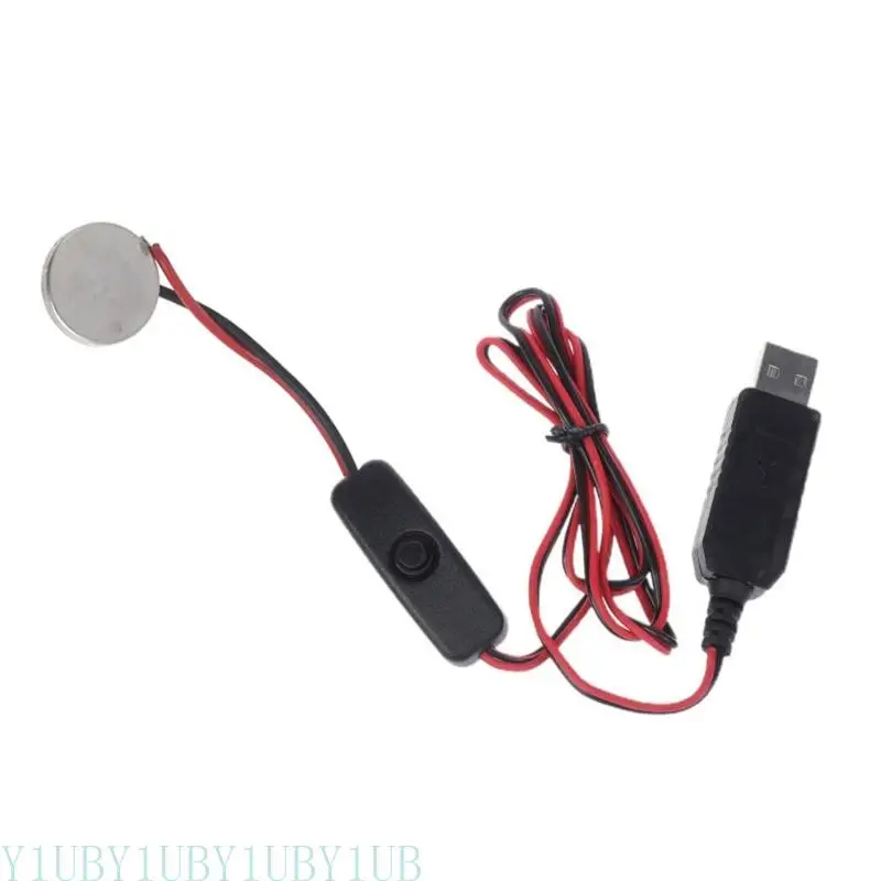 

652F USB to 3V CR2032 Fake Battery Cord with Switches Power Supply Cable Instead of 1xCR2032 Battery for Watch Remote