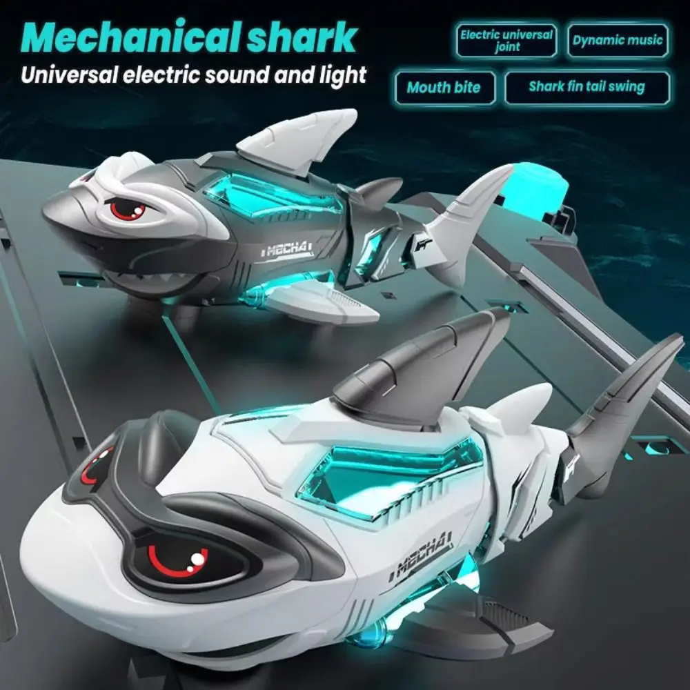 Robot Requin Électrique avec Lumières et Sons, Jouet Électronique Interactif, Animal de Dessin Animé, Secouer le Corps