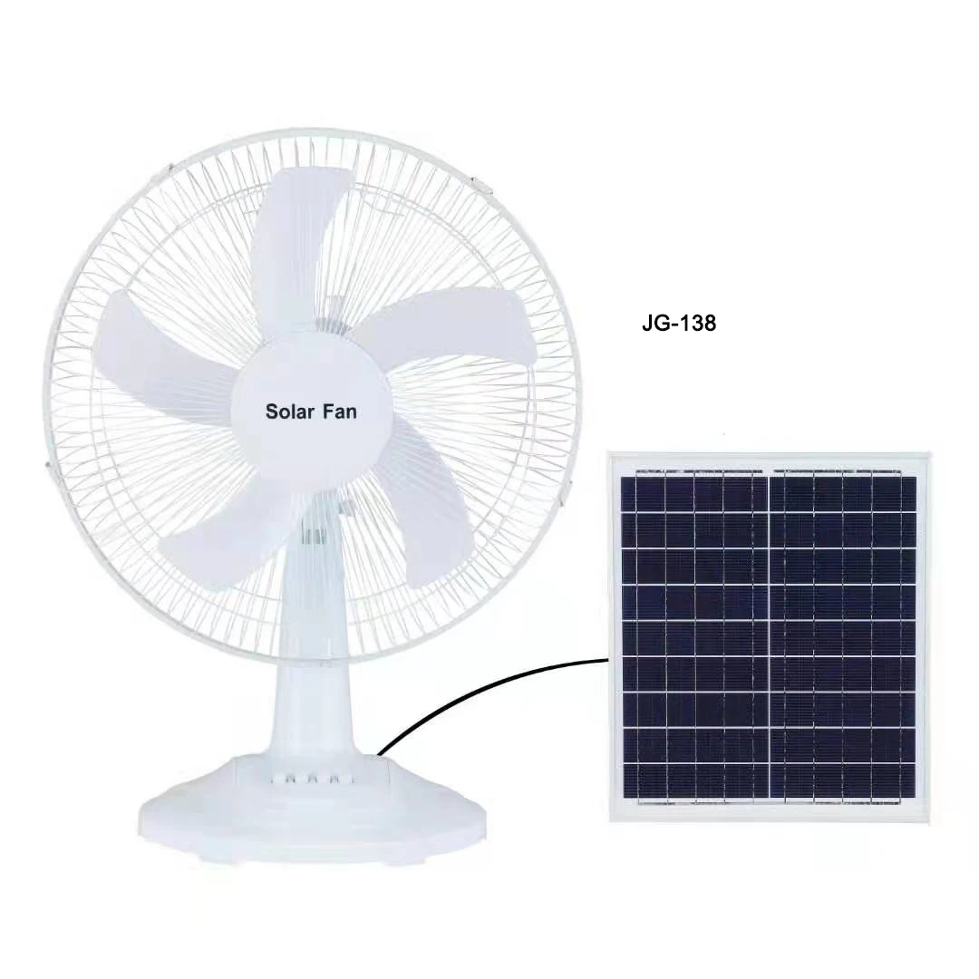 Table Fans 12Inch Rechargeable Power Solar Panel Energy Solar Electric Fan Lanterns Camping Led Light Solar Fan