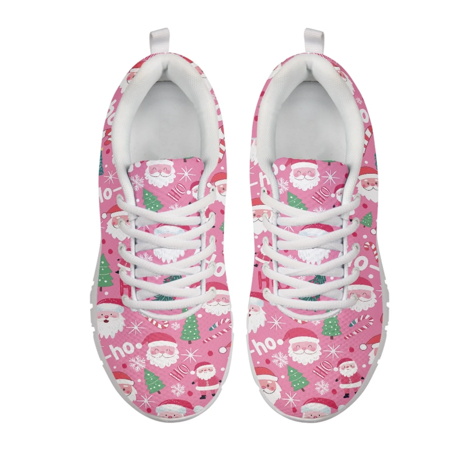 Coloranimal Pink Santa Claus New Design Anti-Slip Sports Shoes for Women Mesh & EVA Sole Running Shoes Athletic Shoes