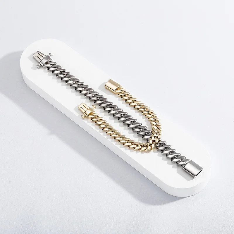 

Hip Hop Gold Silver Color Rhombus Cuban Link Chain Bracelets for Men Rapper Jewelry Gift