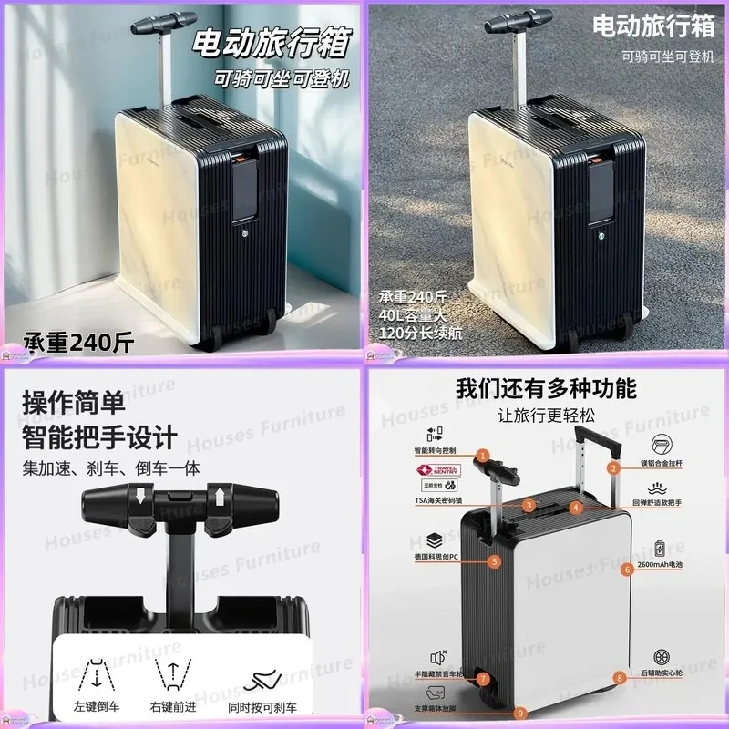 For Luggage Rideable Suitcase with Seat Adult 20 Inch Carry On Smart Travel Trolley Case Motorized Scooter Bag