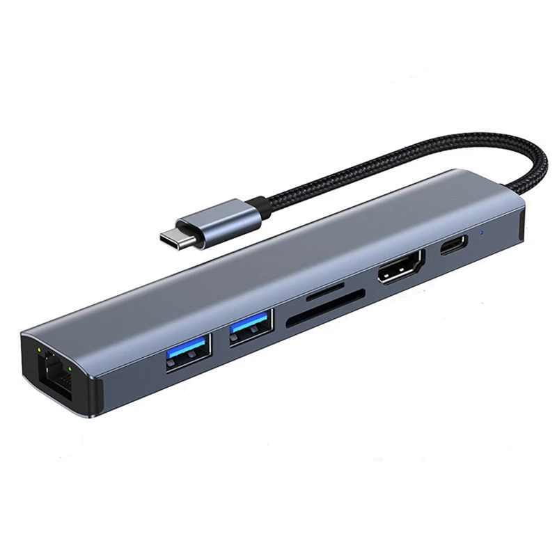 7In1 Type C HUB USB 3.0 Multiport Splitter Adapter With PD Ports Card Reader For Compute PC Replacement Spare Parts