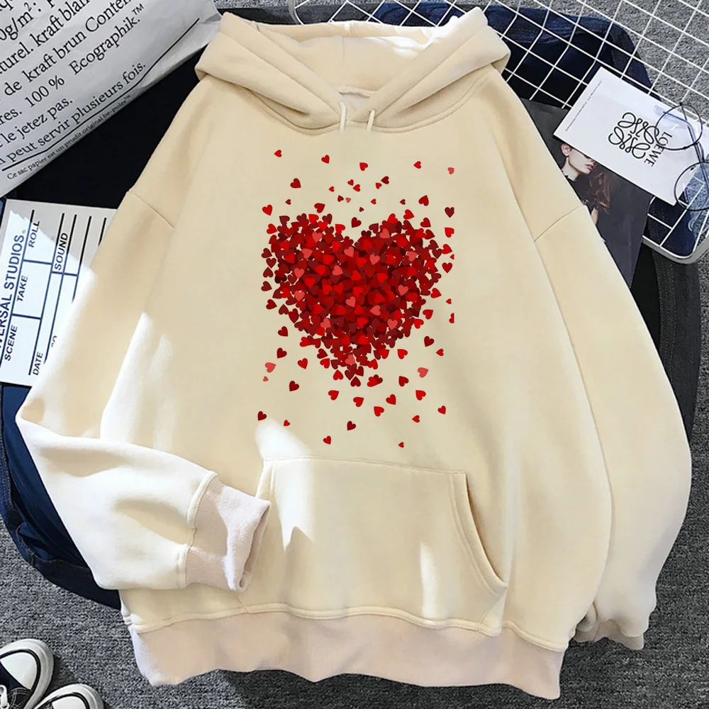 

Heart Print hoodie trendy Y2K youthful casual wear athleisure girl tracksuits graphic streetwear comfortable youthful