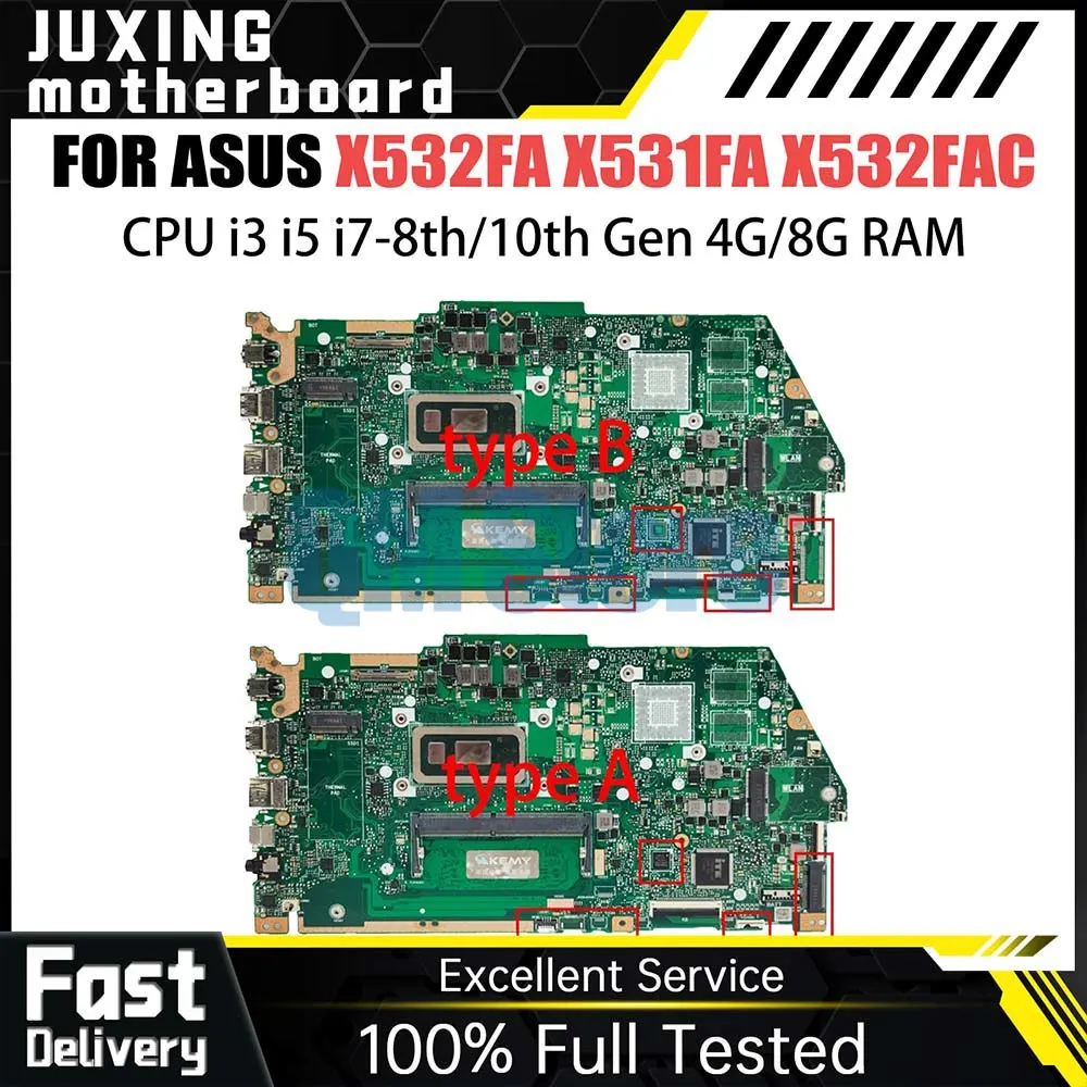 

Notebook Mainboard For Asus X531FA X532FAC X532FLC X531F X532F S531F Laptop Motherboard With i3 i5 i7 8th 10th CPU 4G 8G RAM