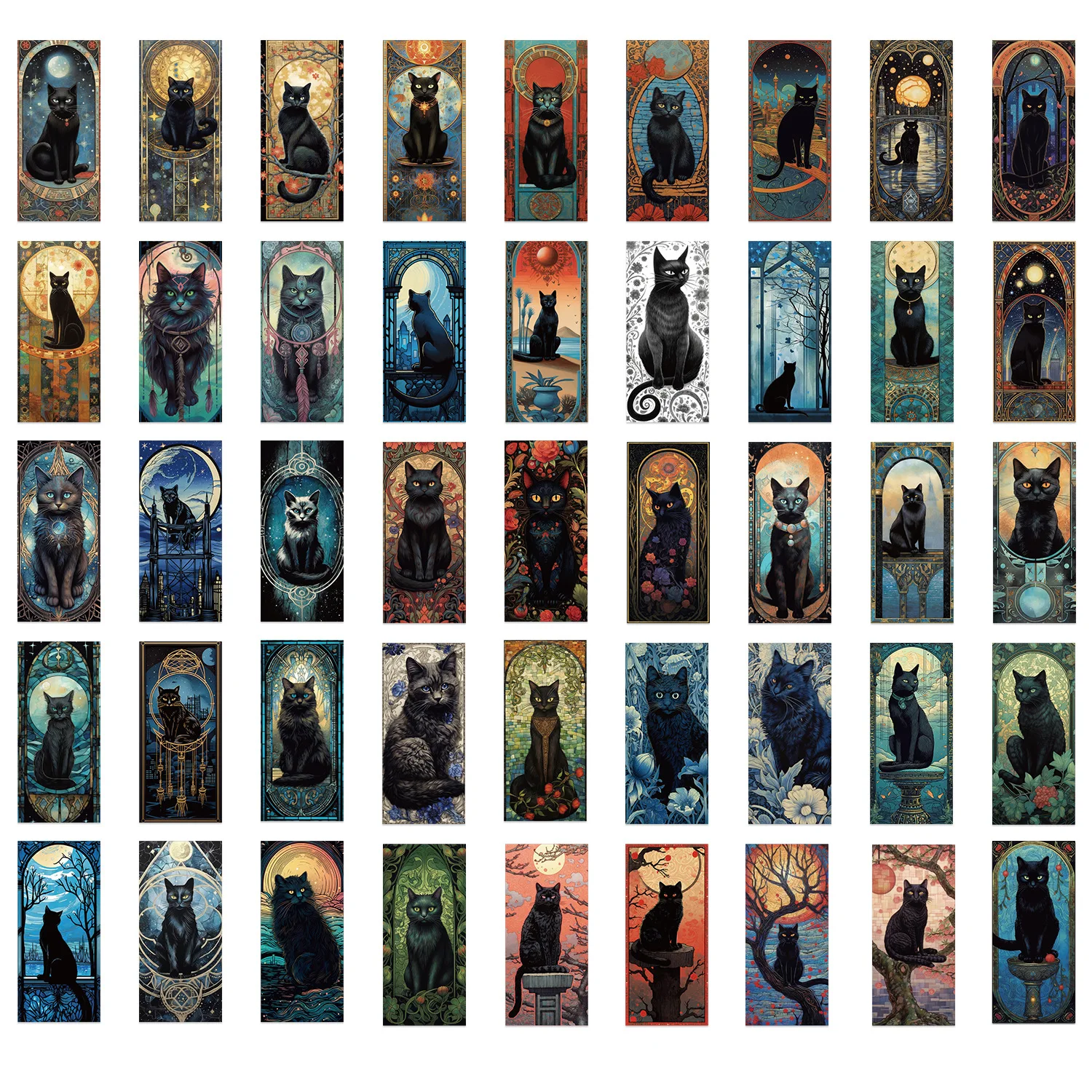 60PCS Cartoon Dark Cat Graffiti Stickers Decor Guitar Notebook Stationery Box Luggage DIY Stickers