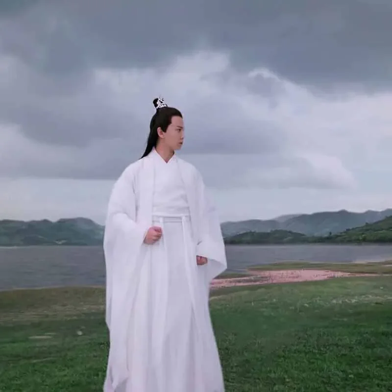 Costume Hanfu Traditionnel Chinois pour Hommes, Fantasia Masculine, Cosplay d'Érudits et d'Épéeurs Anciens, Costume Vintage Blanc Hanfu, Ensembles 2026