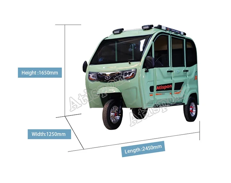 Best Selling Passenger Closed Electric Tricycle Enclosed Motorcycle  Rickshaw Gas Tricycle Taxi Moto