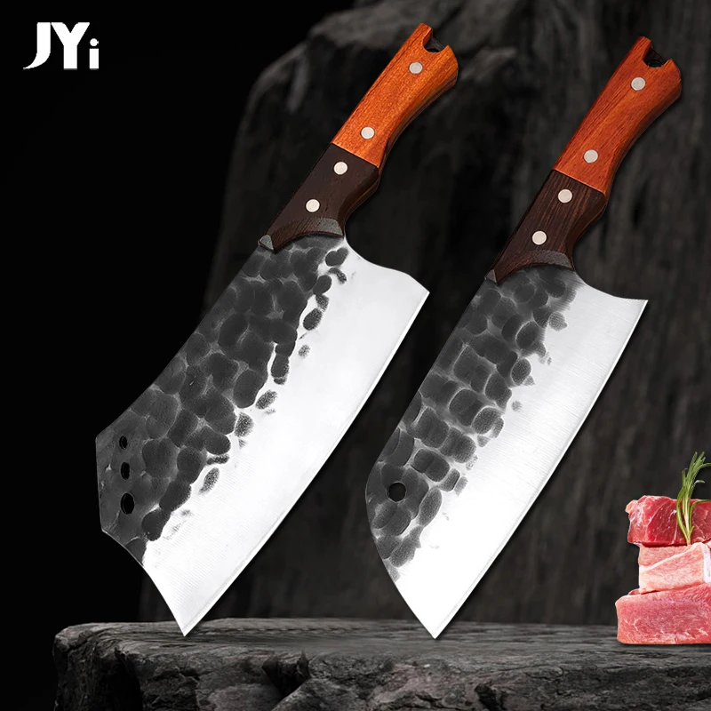 

Forged Kitchen Knives Stainless Steel Chef Slicing Butcher Chopping Knife Meat Cleaver with Wood Handle for Household Cutter