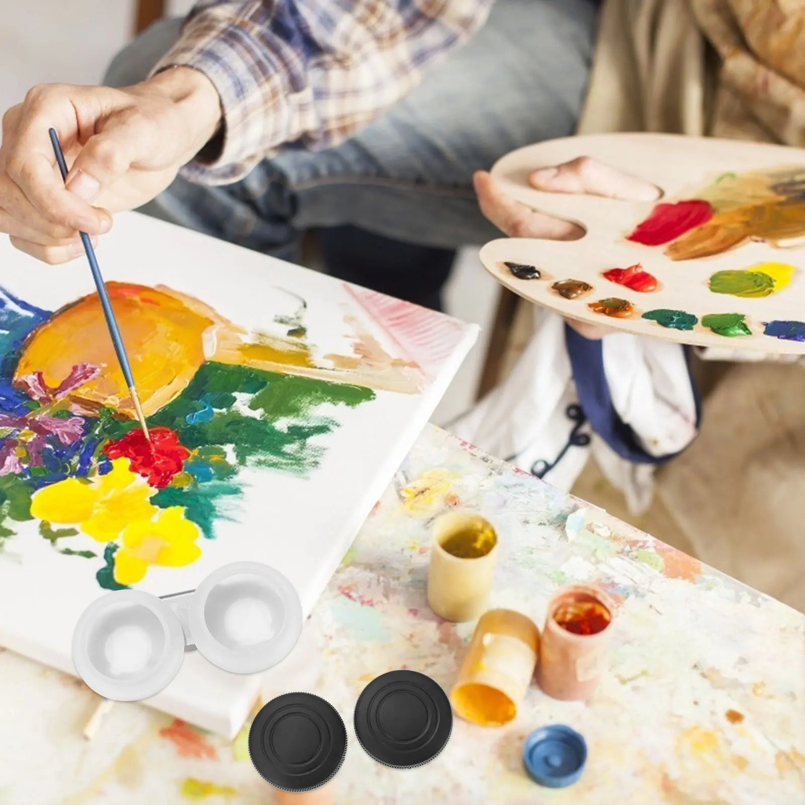 

1Set Painting Brush Washing Pot Plastic Artist Tool for Color Mixing Clean Drying Organizer Supplies Painting Brush Washing Pot