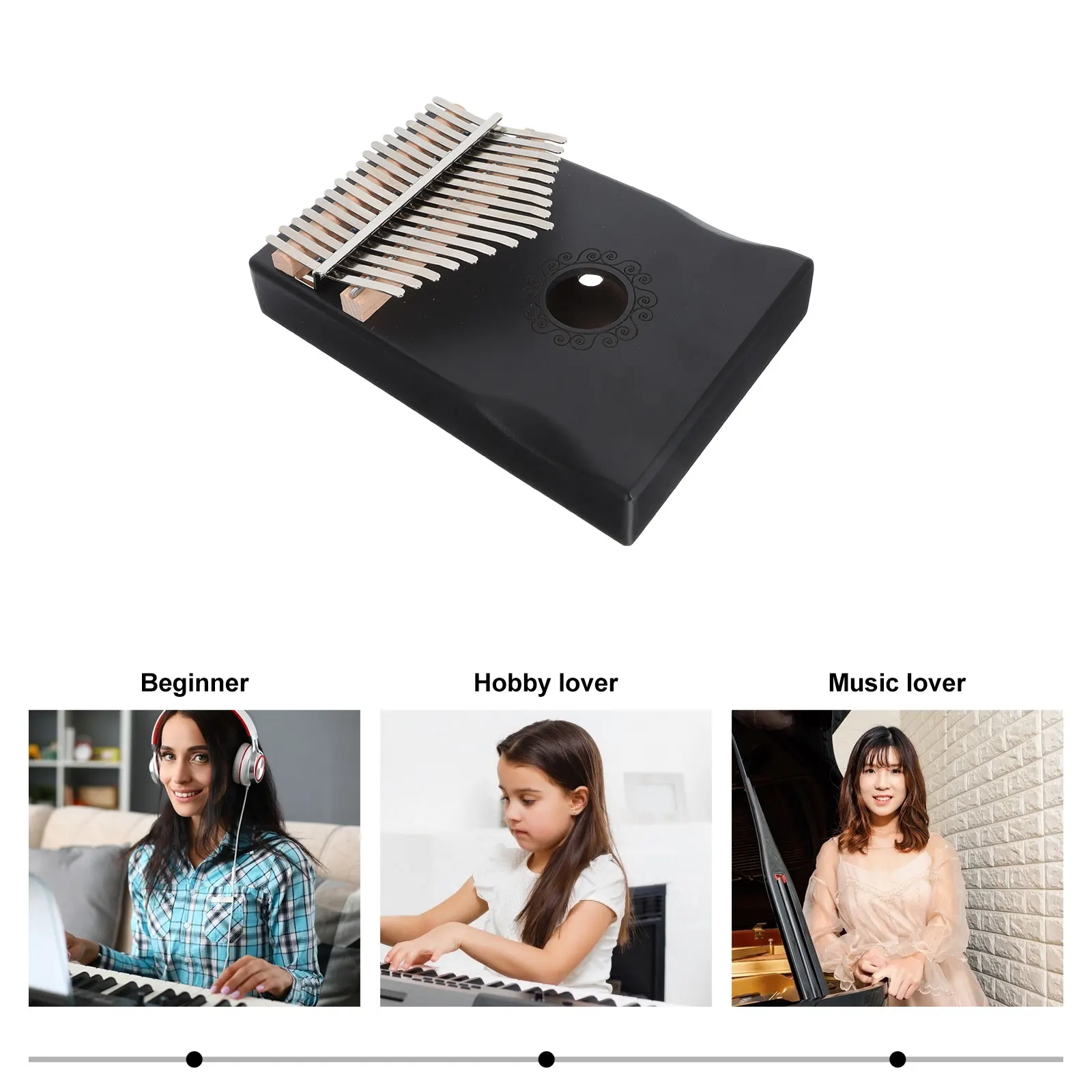 

Kalimba Gifts Thumb Piano Wood Keypad Portable Kalinba Instrument for Beginners Child Finger