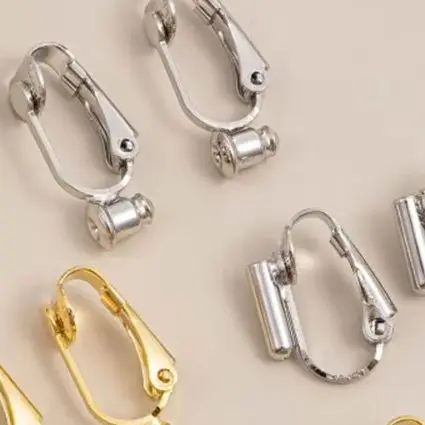 

1Pair 18K Copper-Clad Real Gold Spring Ear Clips with Silicone Plugs DIY Ear Stud Converter No Ear Holes Needed Ear Accessory