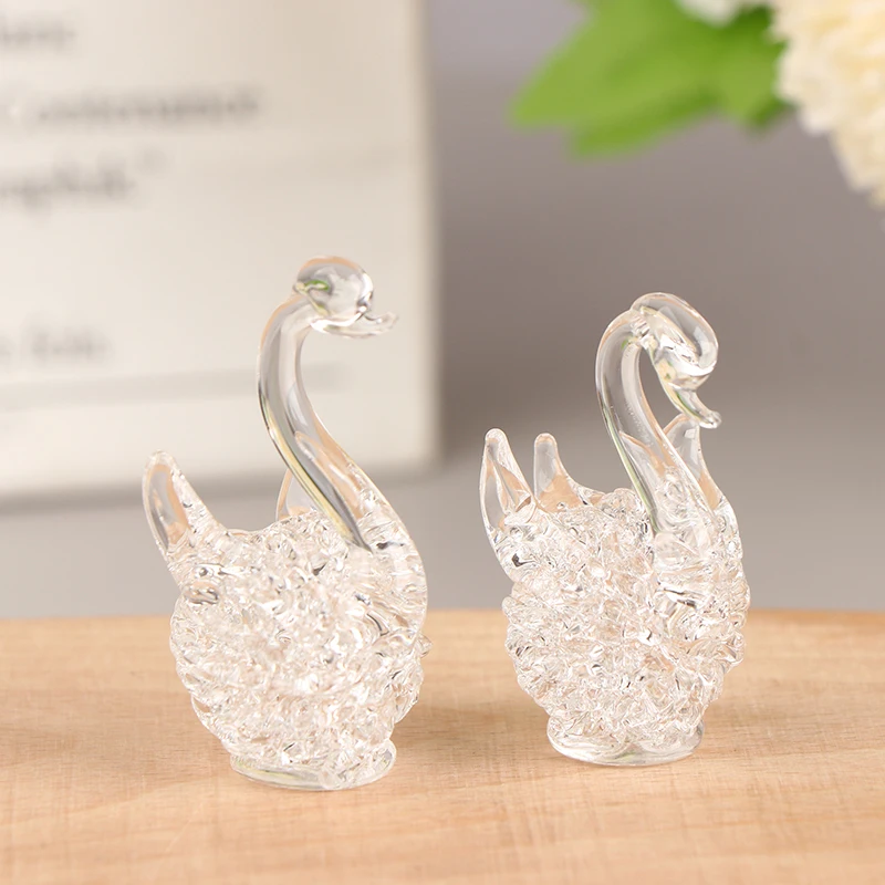 1Pc Crystal Swan figurine Glass Animal Ornament Swan Crystal Figurines Home Desk Decoration Miniature Creative Gift