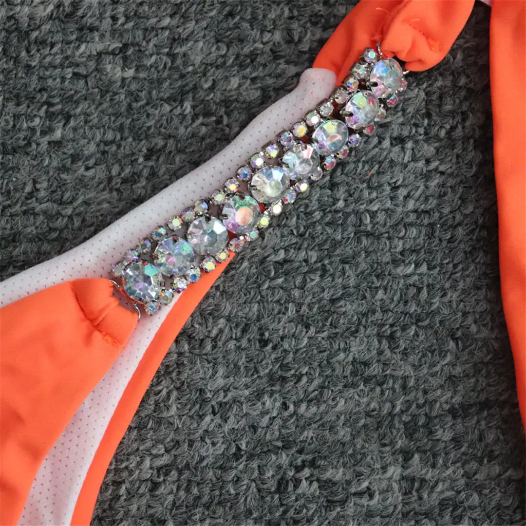 Neuer, mit Strasssteinen besetzter, glitzernder Bikini, Damen-Badebekleidung, zweiteiliger Bikini-Set, Badeanzug, Badebekleidung, Modell V2268. – Detail 22