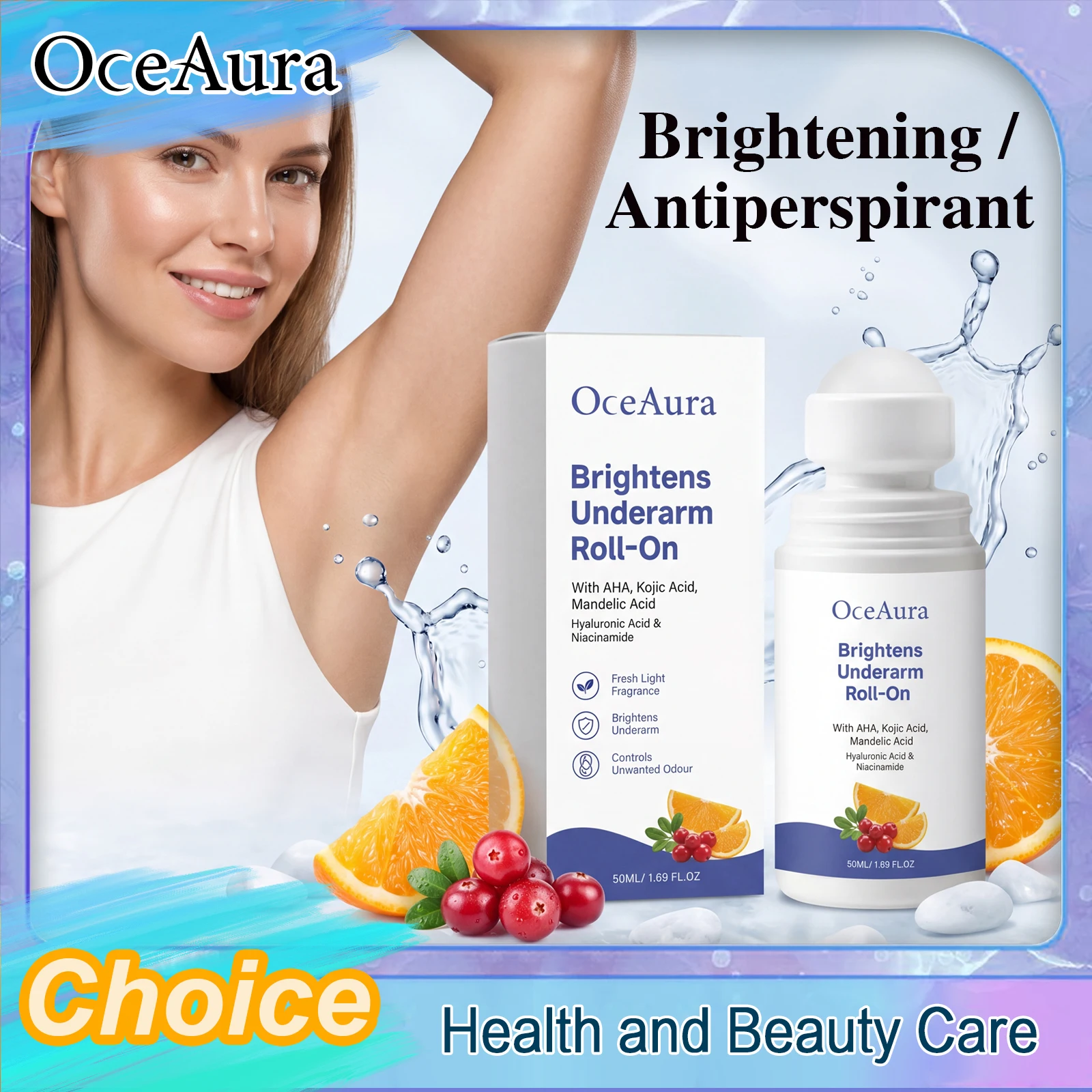 Underarm Brightening and Antiperspirant Roll-On Lighten Underarm Dark Spots Deodorizing Freshening Underarm Care Daily Usage New