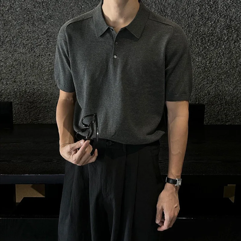 2026 Korean Style Summer New Fashion Men's Loose Simple Basic Casual Trendy Solid Color Short Sleeve T-shirts Male Polo Shirts