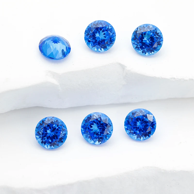 Cobalt Spinel Round Shape Lab grown Gems Flame Melting For Making Selectable AGL Certificate Used for Jewelry Making and design