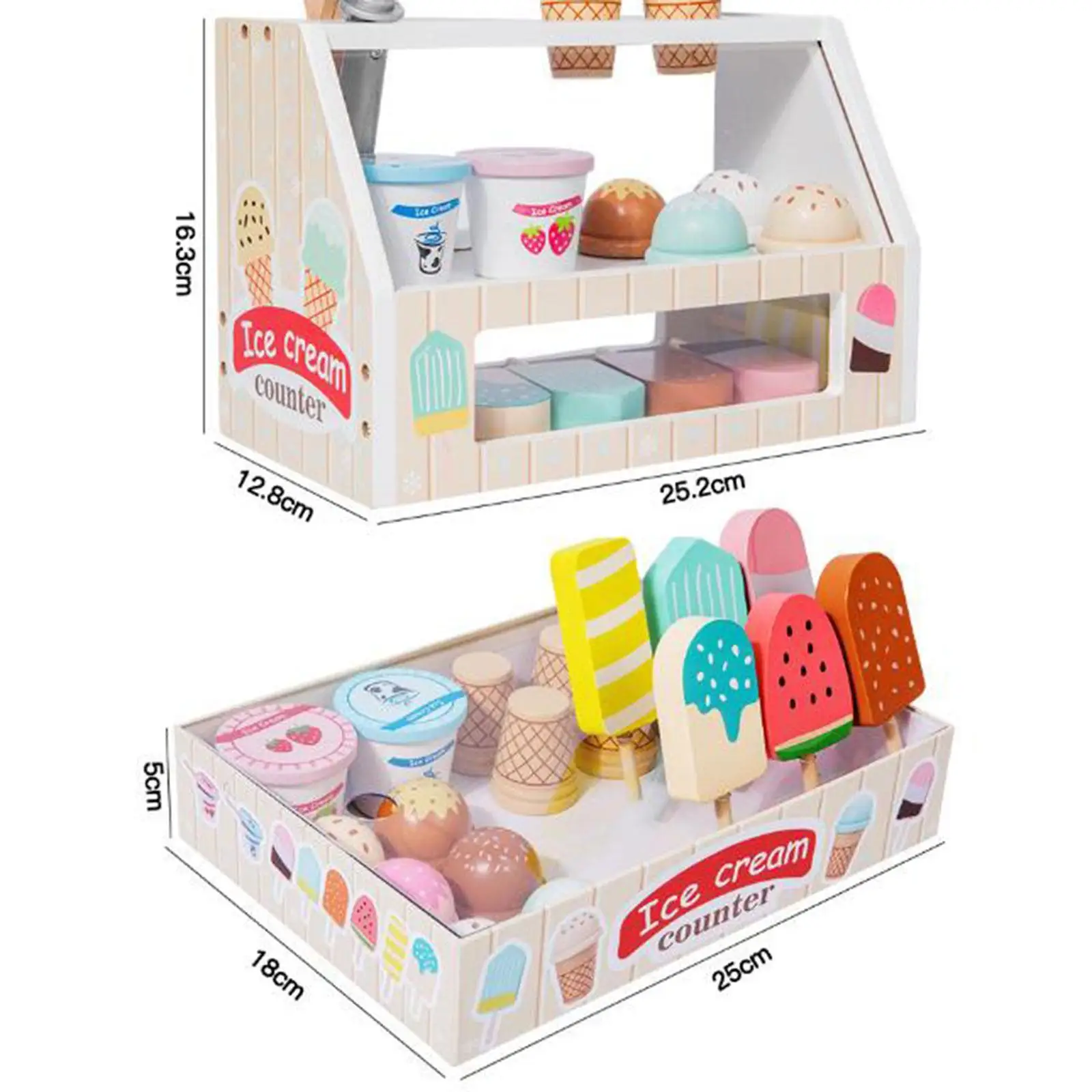 Jouets de crème glacée en bois Montessori pour enfants âgés de 2 à 4 ans, poignées amovibles, activité d'apprentissage, éducation, cuisine, maison de jeu, ensemble de jouets