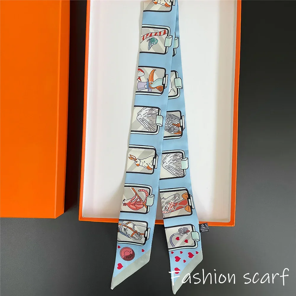 Korean Versatile Chain Tassel High Quality Mulberry Silk Twill Silk Ribbon Wrapping and Binding Bag Handle Ribbon Small Scarf