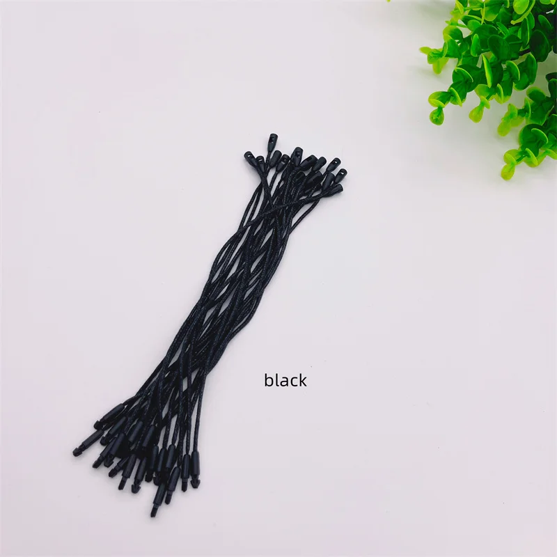 100pcs/Lot White Beige Waxed Polyester Fiber Rope 20cm Plastic Tag String Snap Lock Pin Loop Tie Fasteners For Clothing Tag Rope