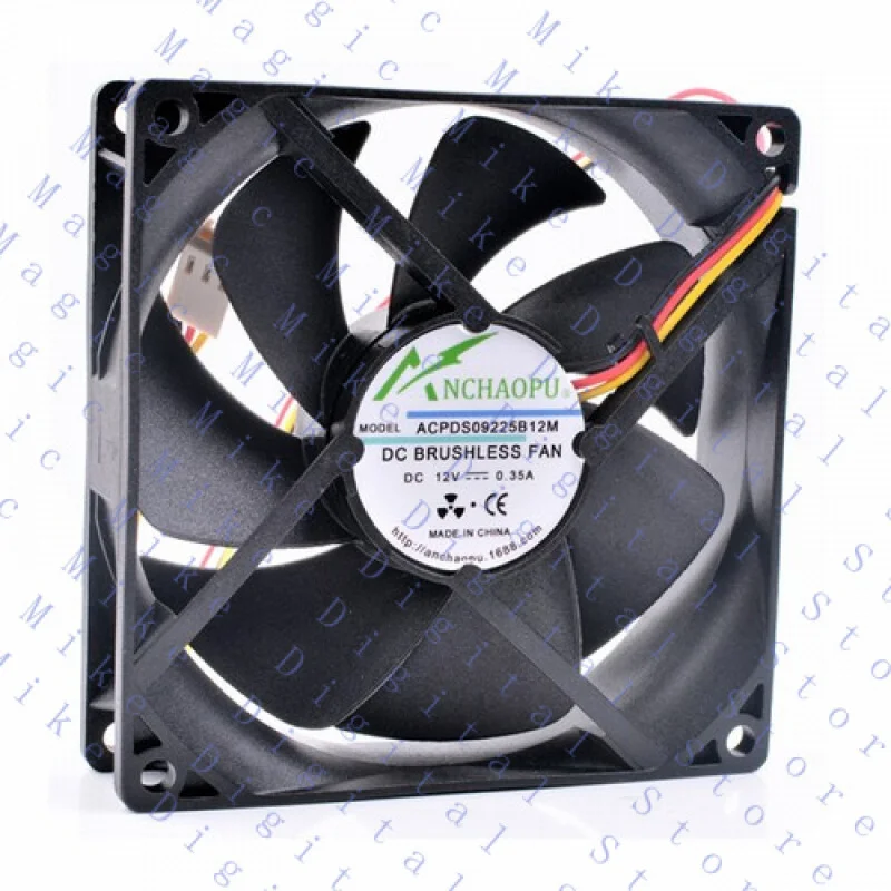 UU  DS09225B12M 9cm 9025 12V 0.35A 3 lines double ball large air volume cooling fan