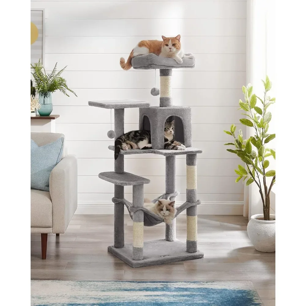 

Cat Tower, Indoor Cat Climbing Frame,Multi story Pet Apartment with Scratching Pillars,Equipped with hammocks and caves,Cat Tree