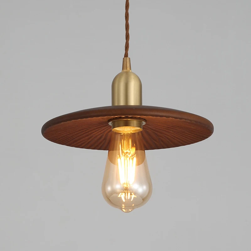 

Vintage Dark Wood Pendant Light E27 Bulb Restaurant Bar Bedroom Coffee Shop Hanging Lamp Wire Adjustable Dropshipping