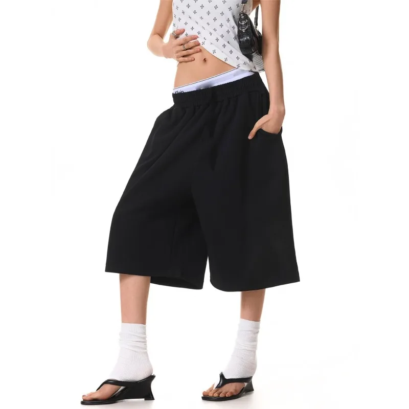 2026 New Product: Thin Velvet Solid Color Loose Fashion Street Sports Men's and Women's Straight Shorts
