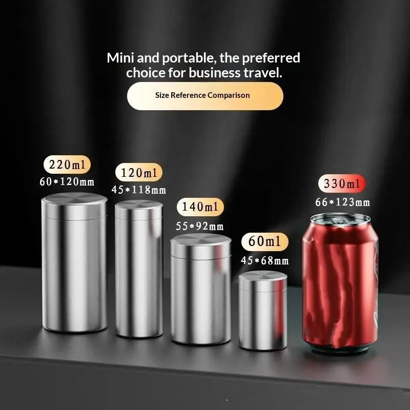 Portable Mini Sealed Tea Canister Moisture-proof Aluminium Alloy Metal Jar for Travel Outdoor Tea Drinking Use