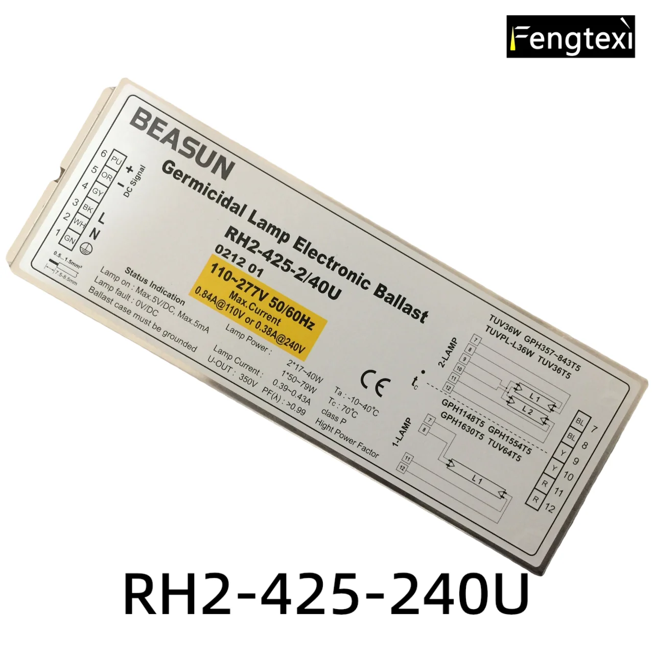 

RH2-425-2/40U UV Germicidal Lamp Electronic Ballast-Compatible with TUV/GPH Series Lamps Multi-Power Support 2*17-40W/1*50-79W