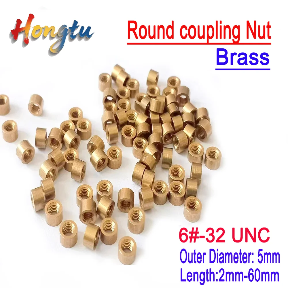 

Hongtu Brass Round Standoff Spacer for PCB - 6#-32 UNC Thread, Extended Long Coupling Nuts, Double Pass Hollow Pillars, OD 5mm
