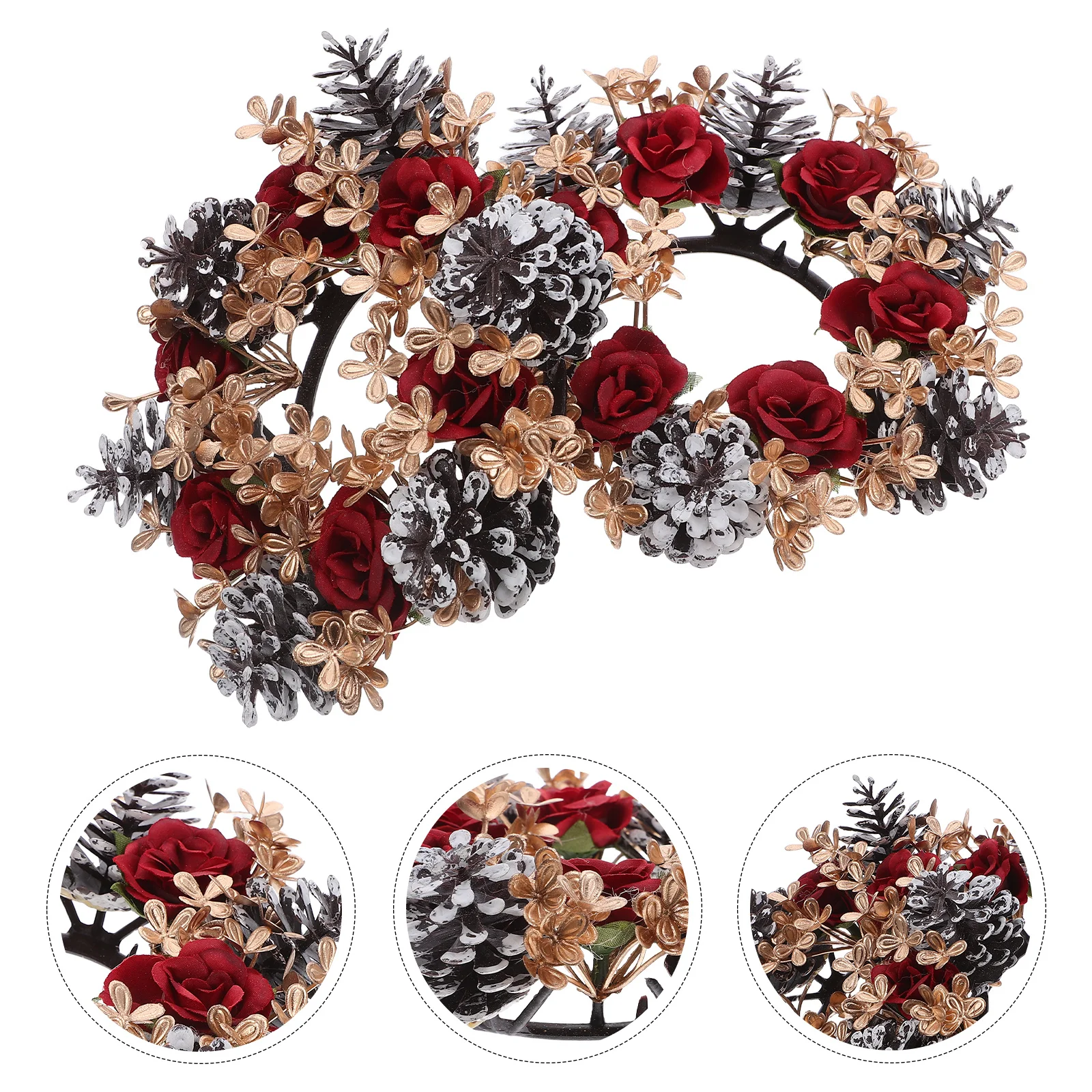 

2Pcs Christmas Wreath 8Cm Inner Diameter Sturdy Plastic Festive Table Centerpiece Decor for Holiday Dining Room Coffee