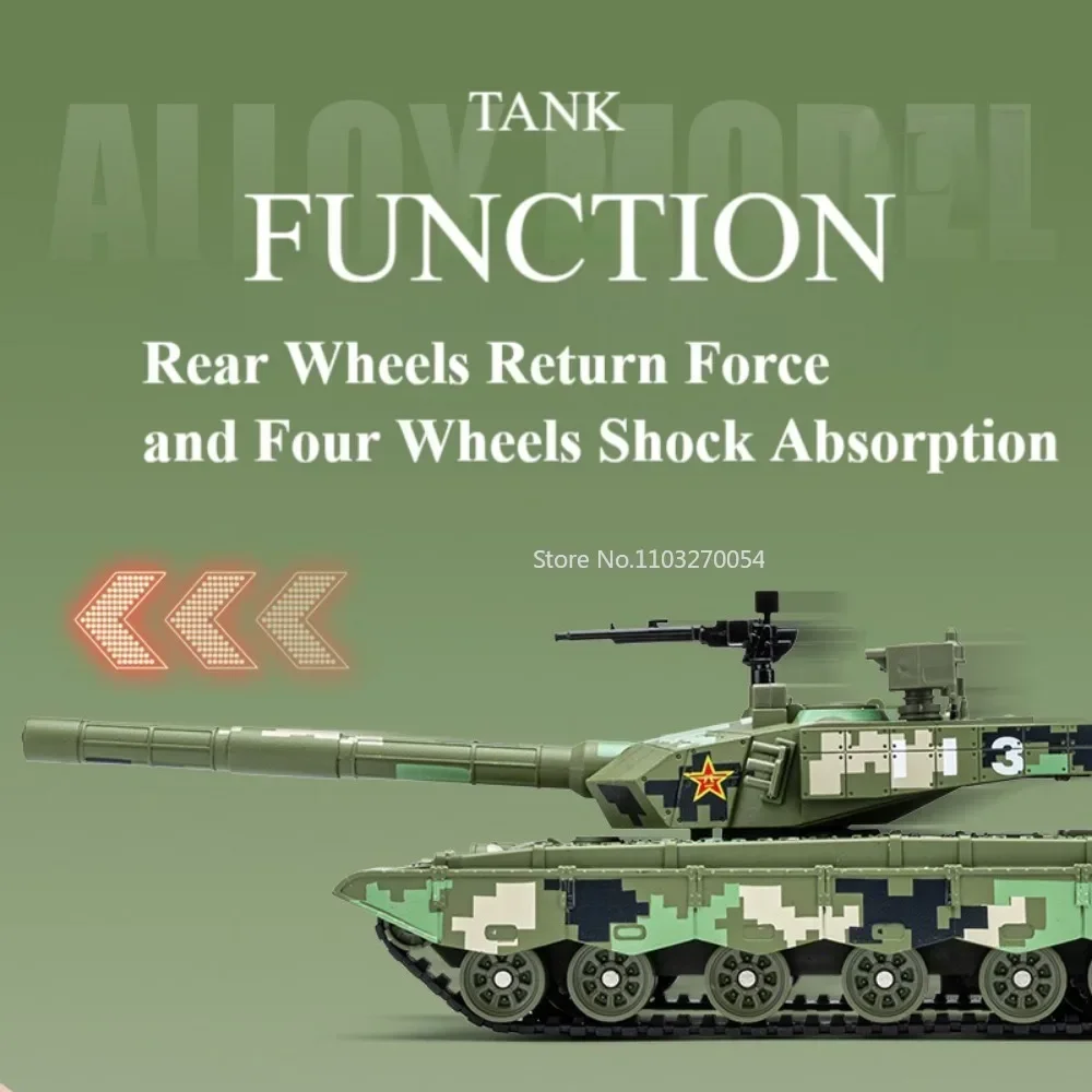 1/32 T99A Tank Model Spray Alloy Die-casting Toy Car with Rotatable Gun Barrel Press Ejection Vehicle Decoration Children\'s Gift