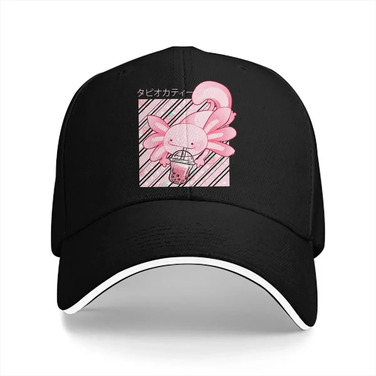 Pink Cute Axolotl Drink Bubble Tea Boba Tea Animal One Hundred Fish Outdoor Cap Sun Visor Hip Hop Caps Cowboy Hat Peaked Hats