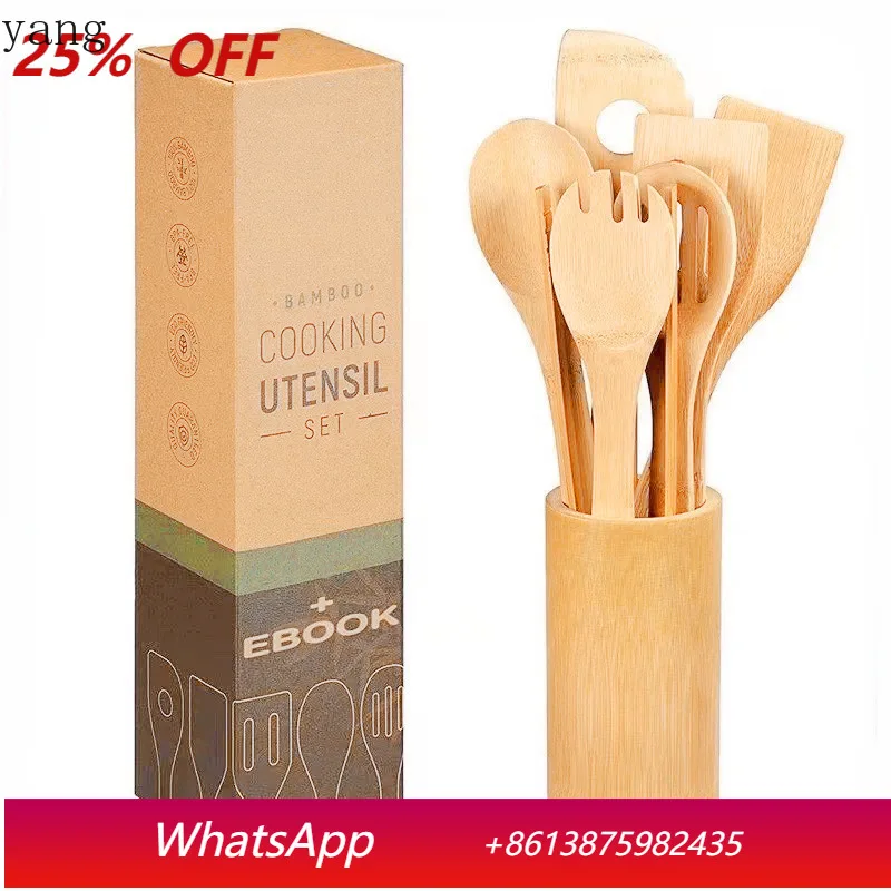 

LH Bamboo Cooking Scoop Eight Piece Set, Non-Stick Pot, Kitchen Tools Long Handle Spoon