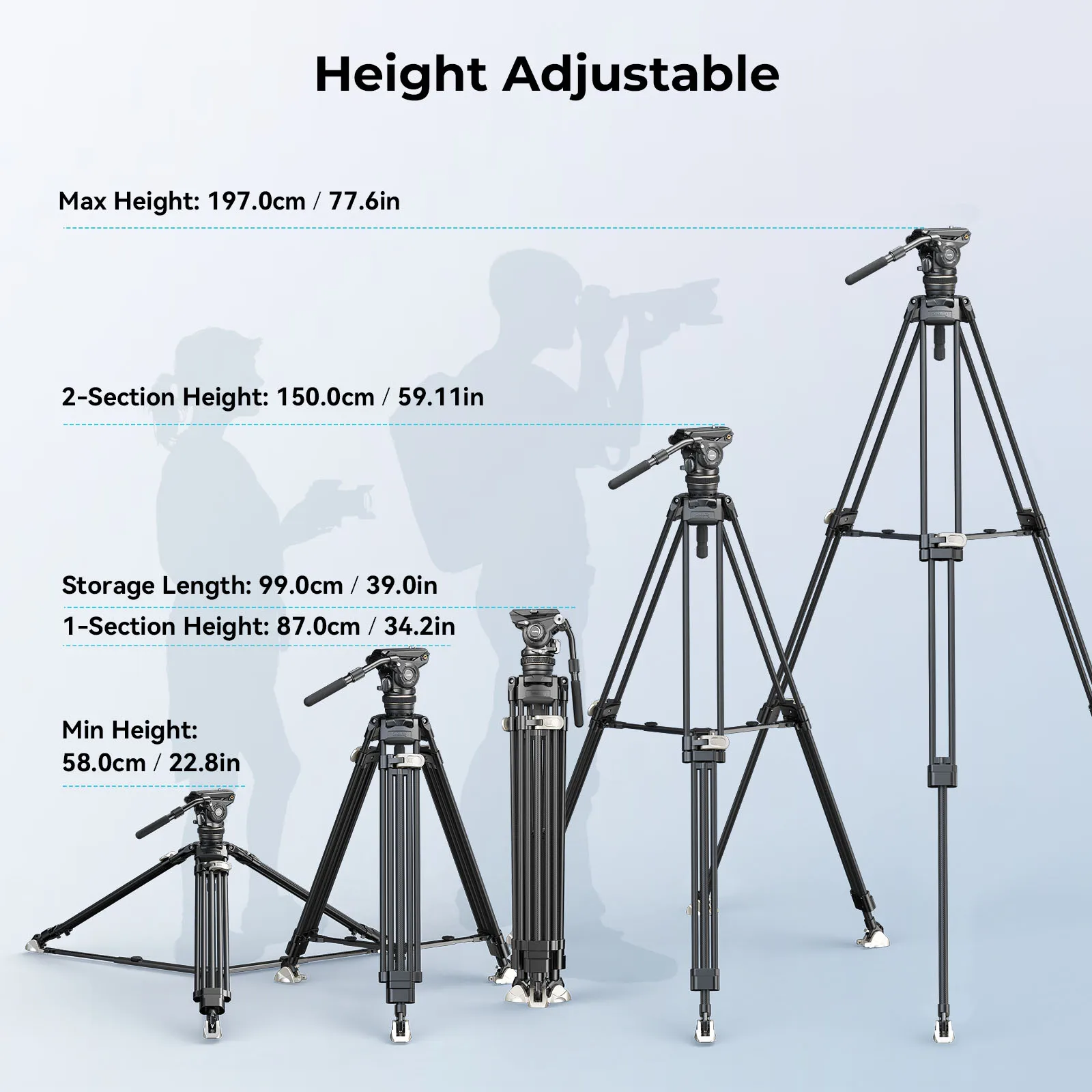 SmallRig AD-120 FreeBlazer カウンターバランス カーボンファイバー ビデオ三脚キット、77 インチ ビデオ三脚、6 段階カウンターバランス付き、調整可能