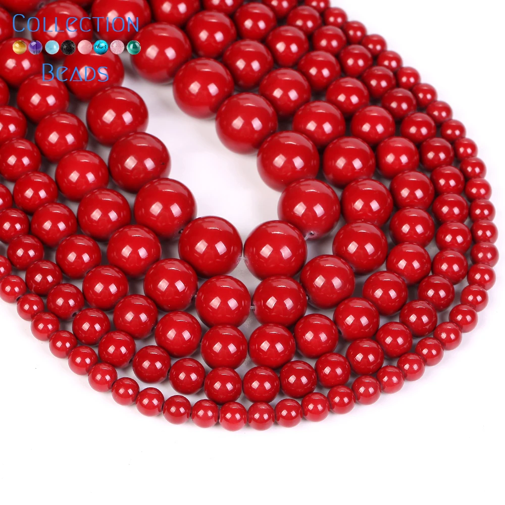 Natural Stone Beads 6 8 10 12 14 16mm Cinnabar Jade Round Loose Beads For Jewelry Making DIY Bracelet Necklace 15\'\'